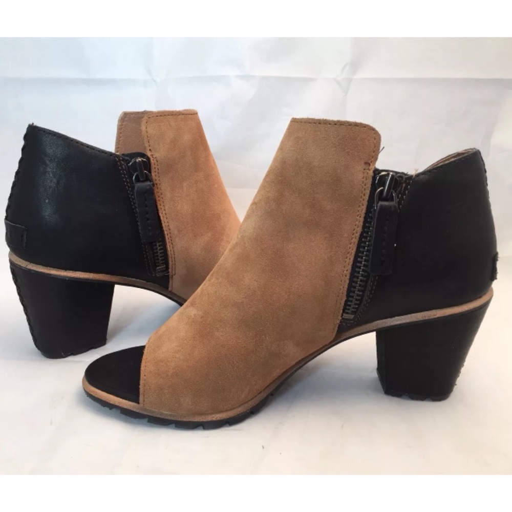 Sorel Nadia Leather Peep Toe Booties - Picture 4 of 8